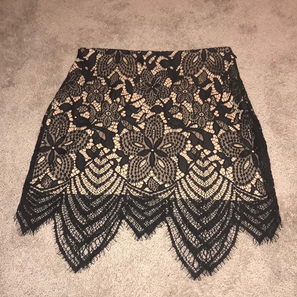 Black and Tan Lace Skirt